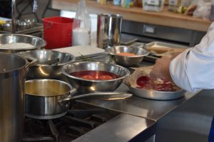 Food cooking on a stove top